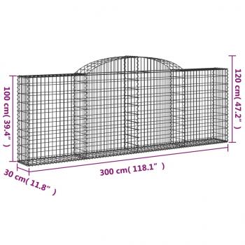 Gabionen mit Hochbogen 30 Stk 300x30x100/120cm Verzinktes Eisen