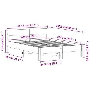 Massivholzbett ohne Matratze Weiß 150x200 cm Kiefernholz