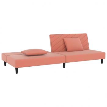 Schlafsofa 2-Sitzer mit 2 Kissen Rosa Samt