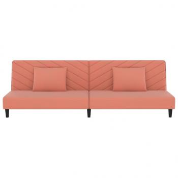 Schlafsofa 2-Sitzer mit 2 Kissen Rosa Samt