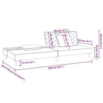 Schlafsofa 2-Sitzer mit 2 Kissen Dunkelgrau Samt