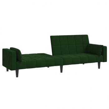 Schlafsofa 2-Sitzer mit 2 Kissen Dunkelgrün Samt