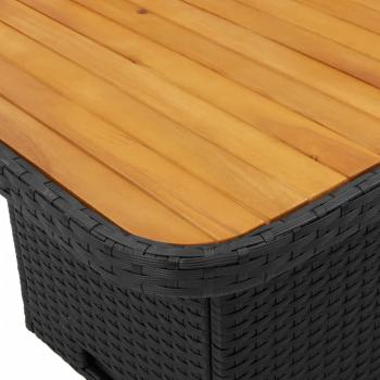 Gartentisch Schwarz 110x110x71 cm Poly Rattan und Akazienholz