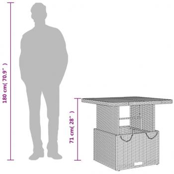 Gartentisch Grau 80x80x71 cm Poly Rattan und Akazienholz