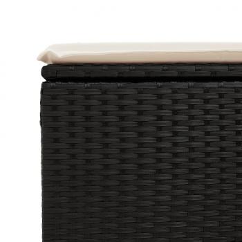 Gartenhocker mit Kissen Schwarz 55x55x37 cm Poly Rattan