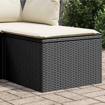 ARDEBO.de - Gartenhocker mit Kissen Schwarz 55x55x37 cm Poly Rattan