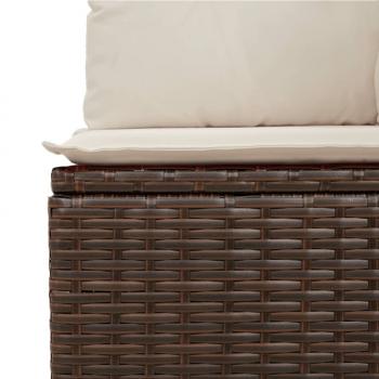 Gartensofa mit Kissen 4-Sitzer Braun Poly Rattan