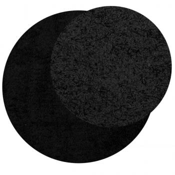 Shaggy-Teppich PAMPLONA Hochflor Modern Schwarz Ø 100 cm