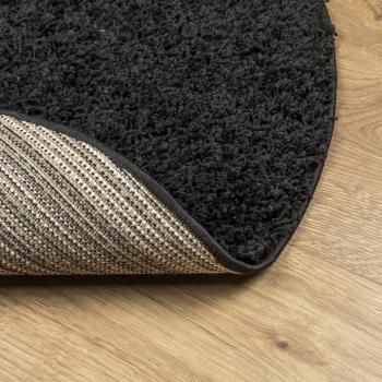 Shaggy-Teppich PAMPLONA Hochflor Modern Schwarz Ø 100 cm