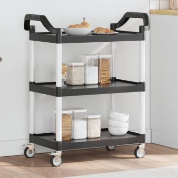 ARDEBO.de - Rollwagen mit 3 Etagen Schwarz 81x41x92 cm Aluminium