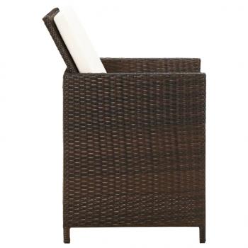 Garten-Essstühle mit Kissen 4 Stk. Braun Poly Rattan