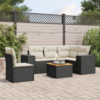 ARDEBO.de - 6-tlg. Garten-Sofagarnitur mit Kissen Schwarz Poly Rattan