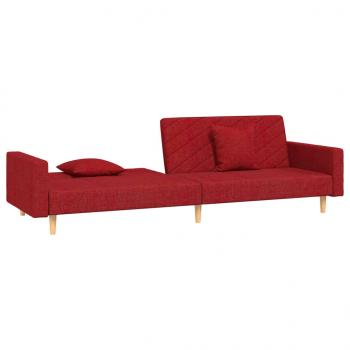 Schlafsofa 2-Sitzer mit 2 Kissen Weinrot Stoff