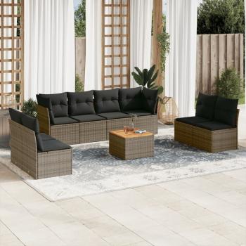 ARDEBO.de - 9-tlg. Garten-Sofagarnitur mit Kissen Grau Poly Rattan