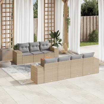 ARDEBO.de - 8-tlg. Garten-Sofagarnitur mit Kissen Beige Poly Rattan