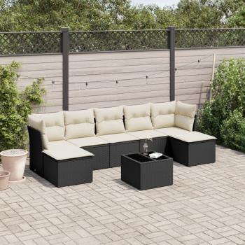 ARDEBO.de - 8-tlg. Garten-Sofagarnitur mit Kissen Schwarz Poly Rattan