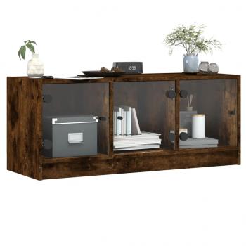 TV-Schrank mit Glastüren Räuchereiche 102x37x42 cm