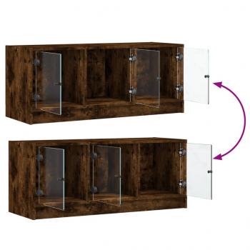 TV-Schrank mit Glastüren Räuchereiche 102x37x42 cm