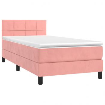 Boxspringbett mit Matratze & LED Rosa 80x200 cm Samt