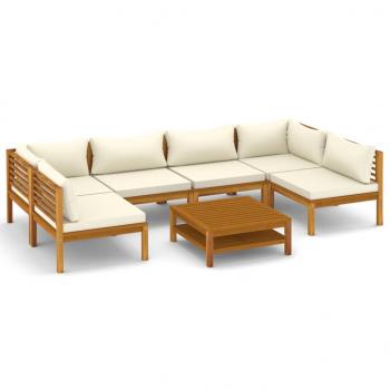 7-tlg. Garten-Lounge-Set mit Creme Kissen Massivholz Akazie