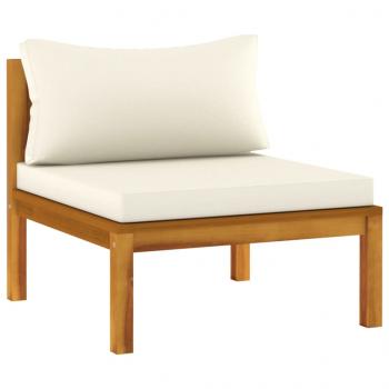 10-tlg. Garten-Lounge-Set mit Creme Kissen Massivholz Akazie