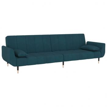 Schlafsofa 2-Sitzer mit 2 Kissen Blau Samt