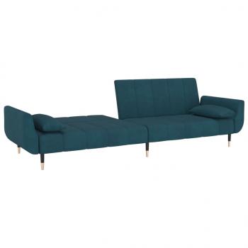 Schlafsofa 2-Sitzer mit 2 Kissen Blau Samt