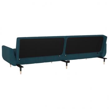 Schlafsofa 2-Sitzer mit 2 Kissen Blau Samt