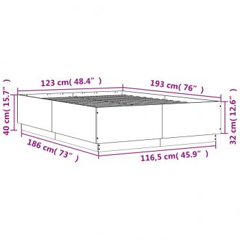 Bettgestell Grau Sonoma 120x190 cm Holzwerkstoff