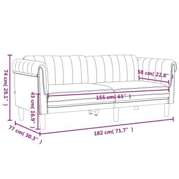 Sofa 2-Sitzer Schwarz Samt