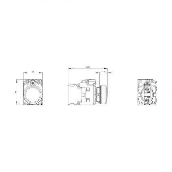 Siemens 3SU1102-6AA30-1AA0 Leuchtmelder, 22 mm, rund, Kunststoff, gelb, Linse, glatt, mit Halter, LED-Modul, mit integrierter LED, AC/DC 24V, Schraubanschluss