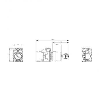 Siemens 3SU1100-4BF11-1BA0 Schlüsselschalter RONIS, 22 mm, rund, Kunststoff, Schließ-Nr. SB30, mit 2 Schlüsseln, 2 Schaltstellungen O-I, verrastend