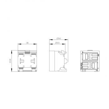 Siemens 3SU1400-1MA10-1BA1 Terminalmodul (Befehlsmodul), SIRIUS ACT, für Frontplattenbefestigung, mit 2 Kontakten