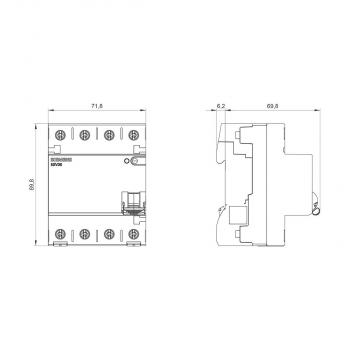 Siemens 5SV3342-4 FI-Schutzschalter, 4-polig, Typ B, kurzzeitverzögert, In: 25 A, 30 mA, Un AC: 400 V