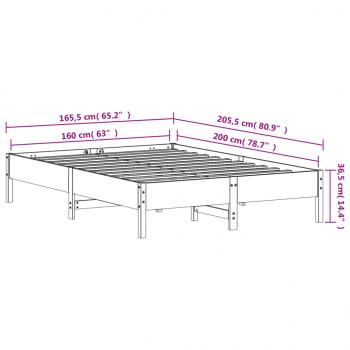 Massivholzbett ohne Matratze Weiß 160x200 Kiefernholz