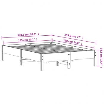 Massivholzbett ohne Matratze Wachsbraun 135x190 cm Kiefernholz