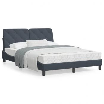 ARDEBO.de - Bett mit Matratze Dunkelgrau 120x200 cm Samt