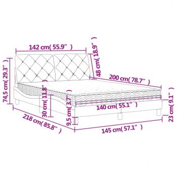 Bett mit Matratze Hellgrau 140x200 cm Samt