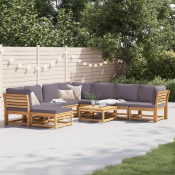 ARDEBO.de - 9-tlg. Garten-Lounge-Set mit Kissen Massivholz Akazie