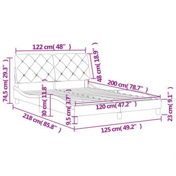 Bettgestell mit Kopfteil Dunkelgrau 120x200 cm Samt