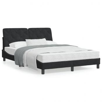 ARDEBO.de - Bett mit Matratze Schwarz 120x200 cm Samt