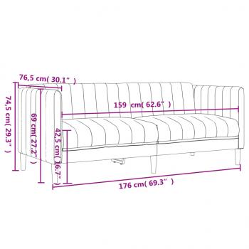 3-tlg. Sofagarnitur Dunkelbraun Stoff