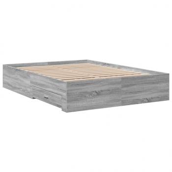 Bettgestell mit Schubladen Grau Sonoma 120x190 cm Holzwerkstoff