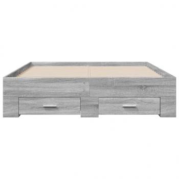 Bettgestell mit Schubladen Grau Sonoma 120x190 cm Holzwerkstoff