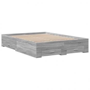 Bettgestell mit Schubladen Grau Sonoma 120x190 cm Holzwerkstoff