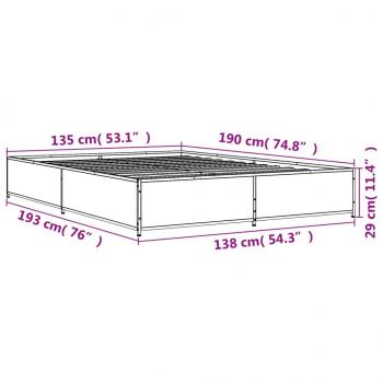 Bettgestell Räuchereiche 135x190 cm Holzwerkstoff und Metall