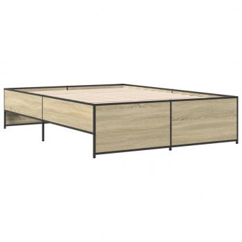 Bettgestell Sonoma-Eiche 135x190 cm Holzwerkstoff und Metall