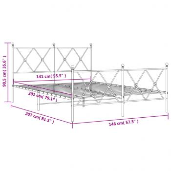 Bettgestell mit Kopf- und Fußteil Metall Weiß 140x200 cm