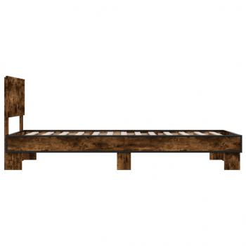 Bettgestell Räuchereiche 90x190 cm Holzwerkstoff und Metall