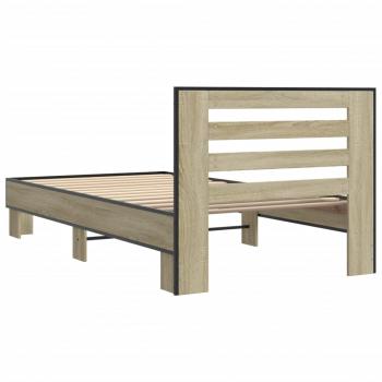 Bettgestell Sonoma-Eiche 75x190 cm Holzwerkstoff und Metall